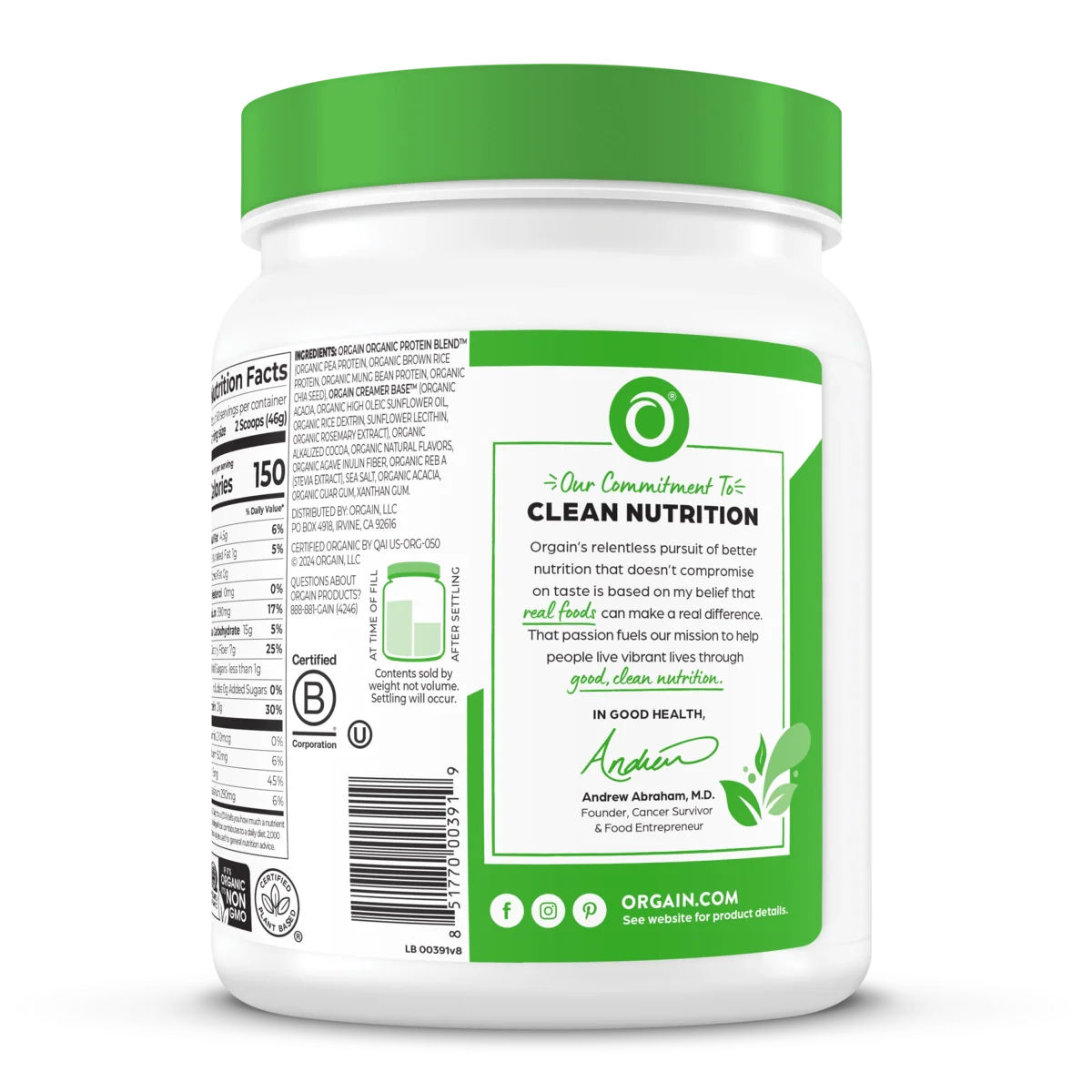 Organic Protein™ Plant Based Protein Powder - Creamy Chocolate Fudge