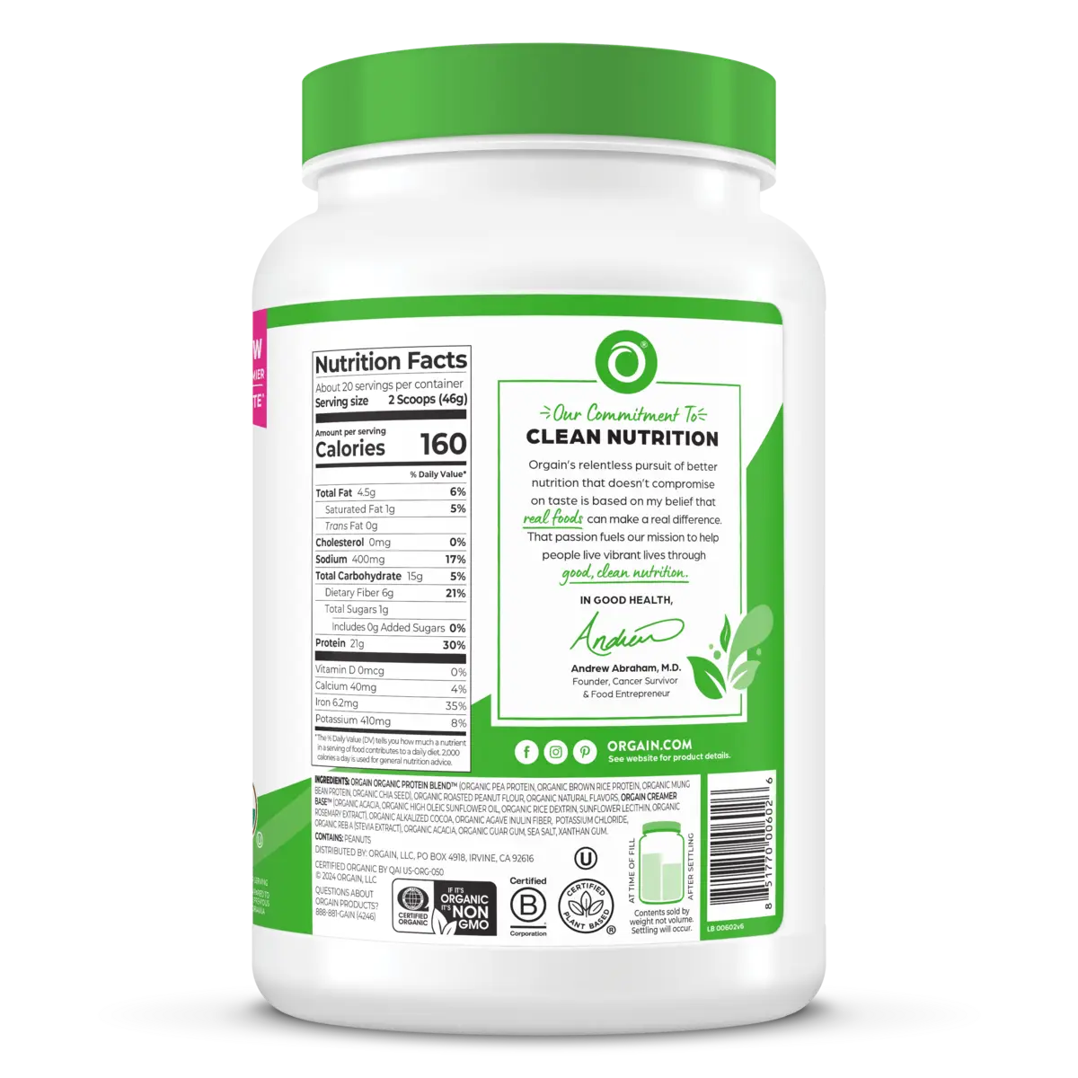 Organic Protein™ Plant Based Protein Powder - Chocolate Peanut Butter