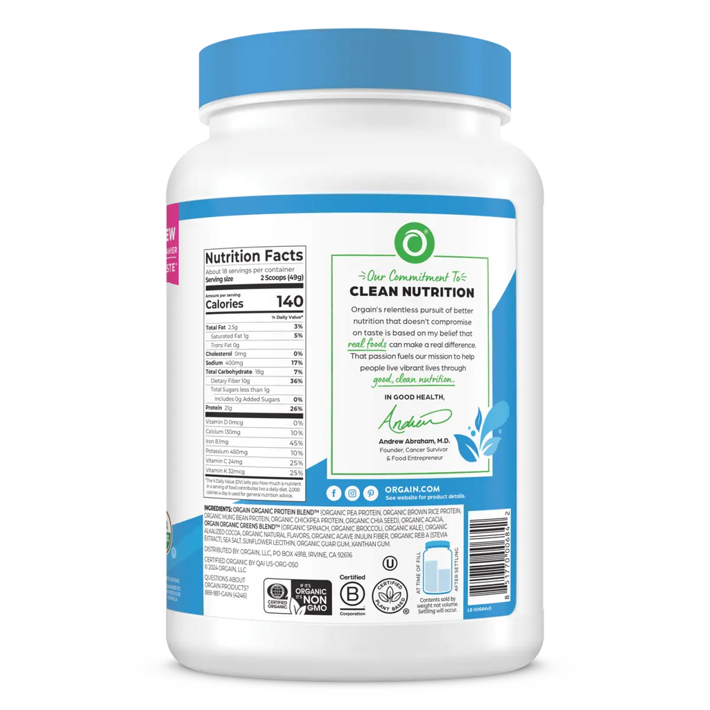 Organic Protein™ & Greens Plant Based Protein Powder - Creamy Chocolate Fudge