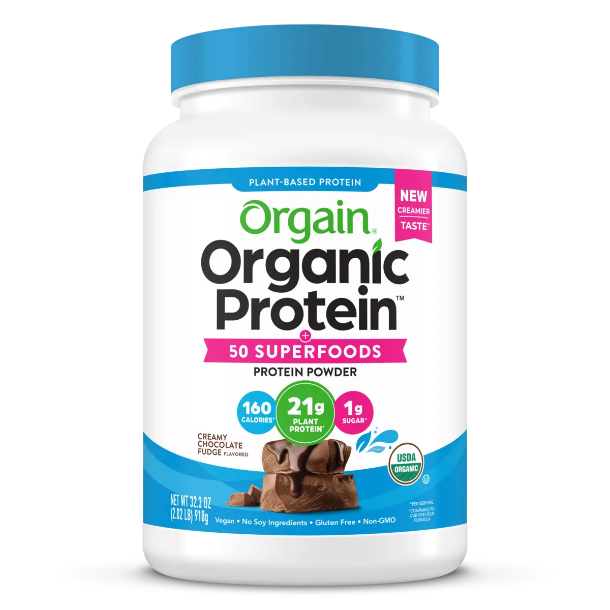 Organic Protein™ & Superfoods Plant Based Protein Powder - Creamy Chocolate Fudge