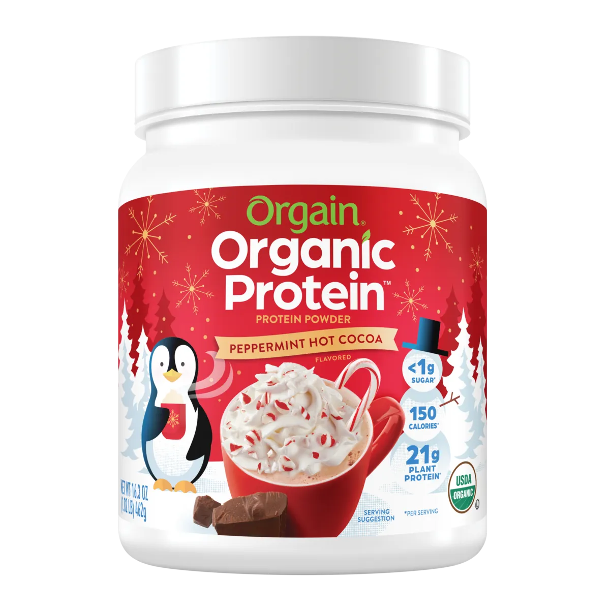 Organic Protein™ Plant Based Protein Powder - Peppermint Hot Cocoa