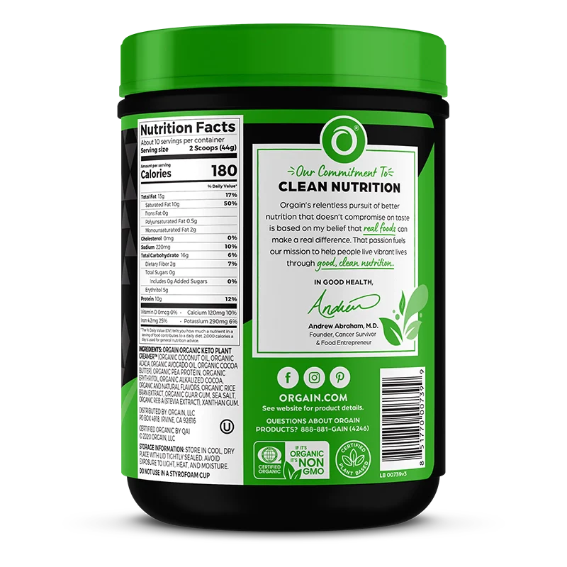 Keto Plant Protein™ Organic Keto-genic Protein Powder - Chocolate