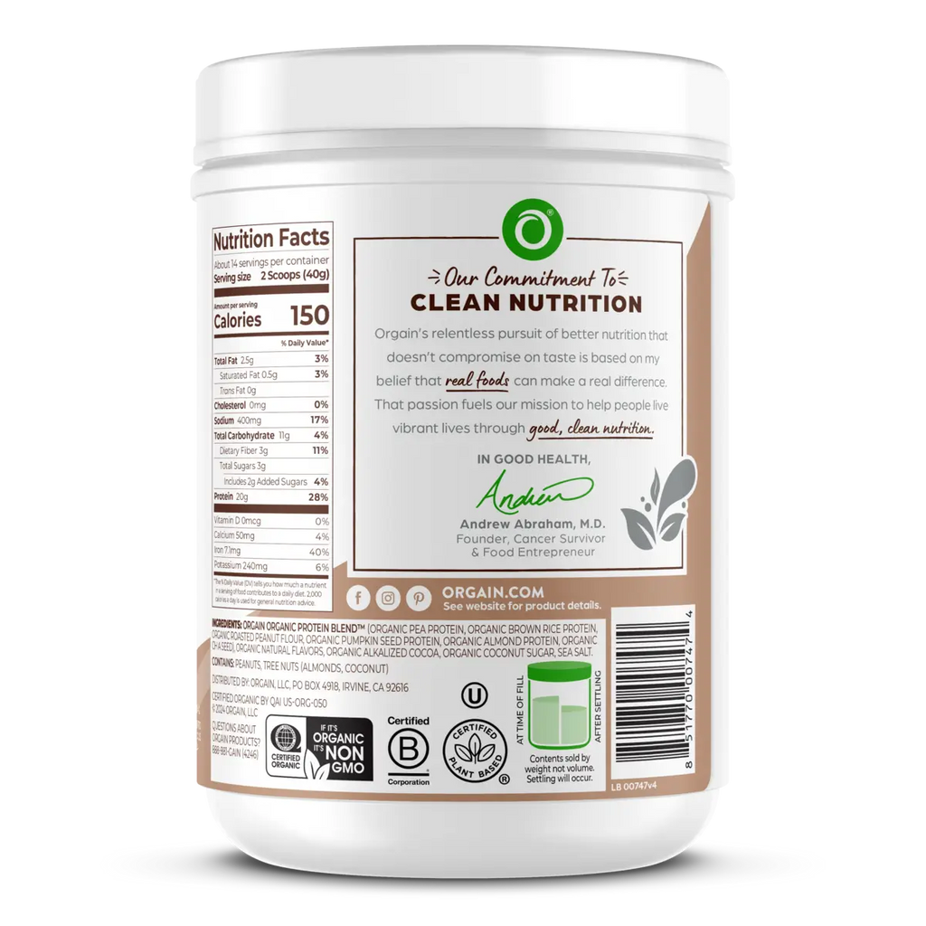 Simple Organic Plant-Based Protein Powder - Creamy Chocolate