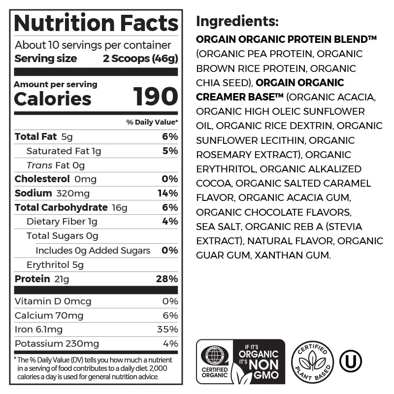 Organic Protein™ Plant Based Protein Powder - Chocolate Caramel Sea Salt