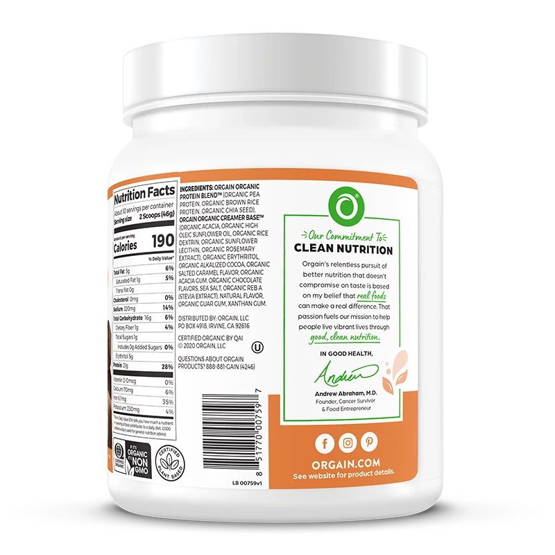 Organic Protein™ Plant Based Protein Powder - Chocolate Caramel Sea Salt