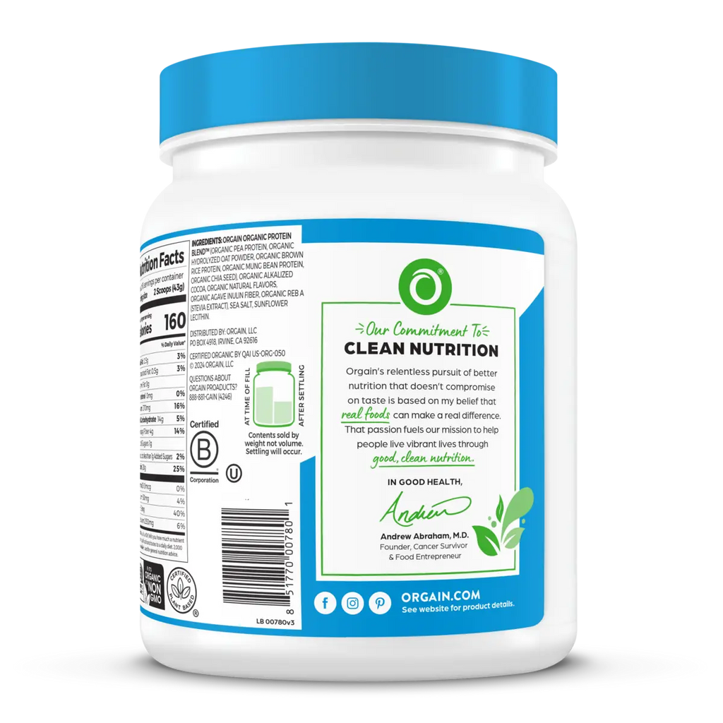 Organic Protein™ + Oatmilk Plant Based Protein Powder - Chocolate