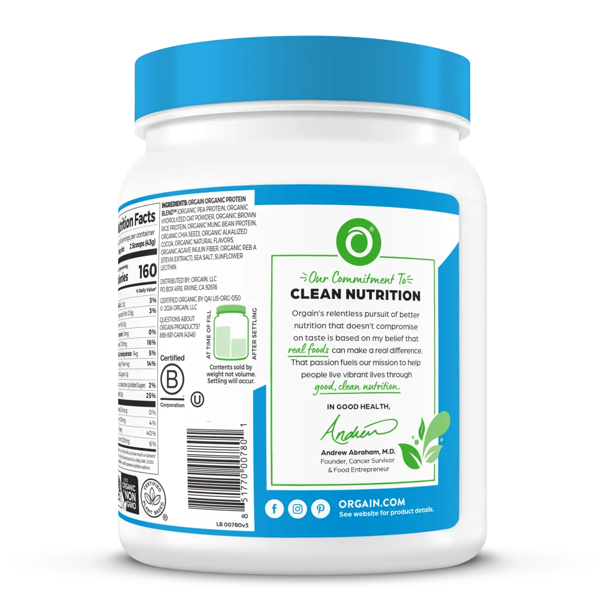 Organic Protein™ + Oatmilk Plant Based Protein Powder - Chocolate